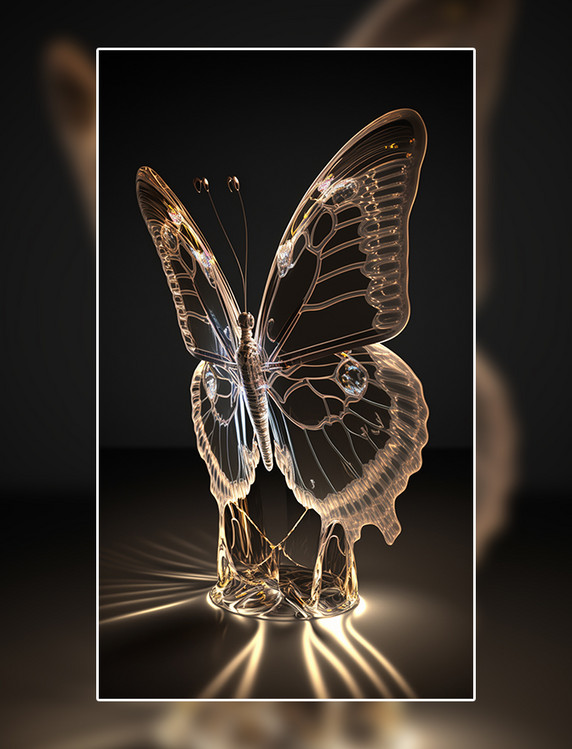  蝴蝶形状灯丝渲染三维数字作品AI作品数字插画