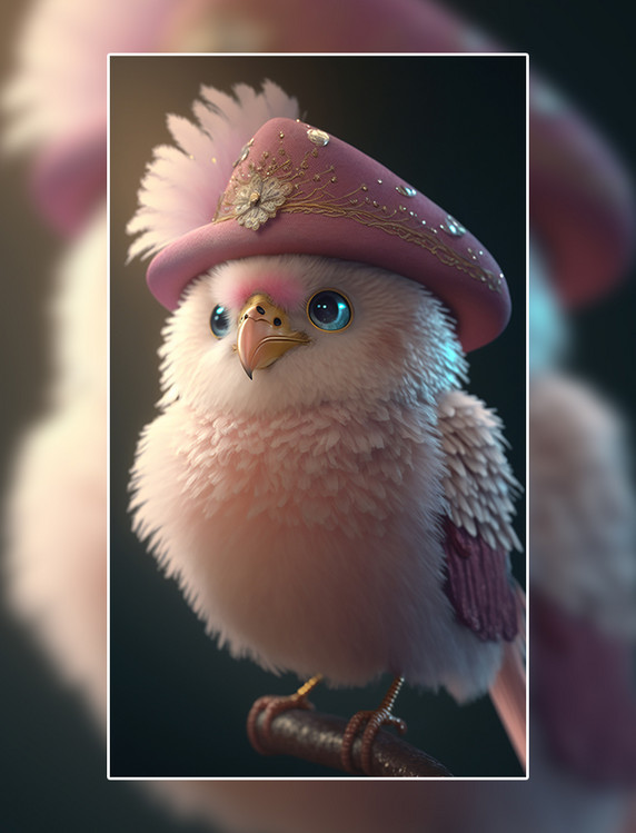 小鸟动物3D创意建模IP形象数字作品AI作品数字插画