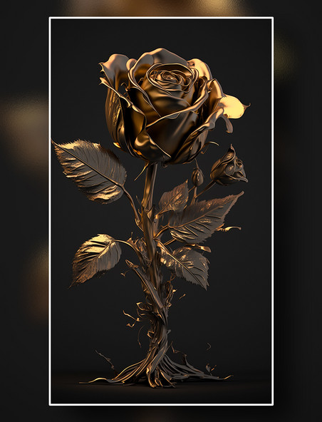 高端黑金风格鎏金玫瑰花金色玫瑰