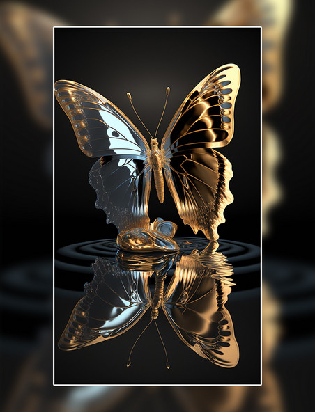 蝴蝶形状灯丝渲染三维数字作品AI作品数字插画