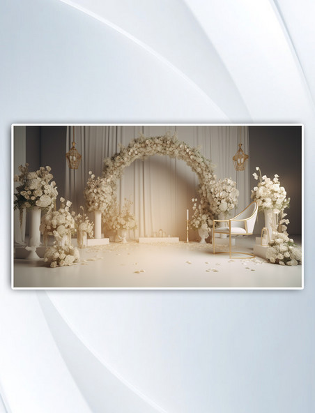 数字艺术婚礼花环舞台装饰