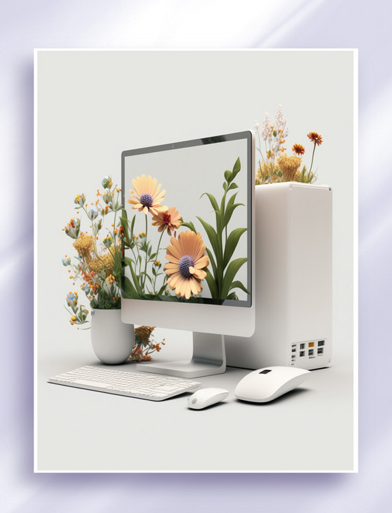 产品摄影白色3d电脑显示屏背景