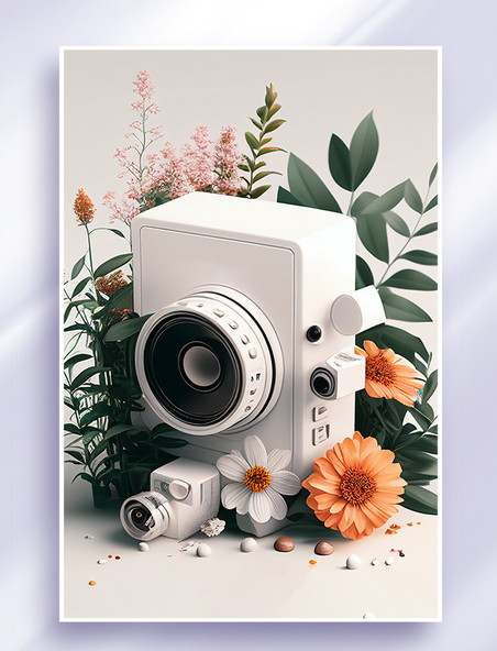 3d电器白色相机产品摄影