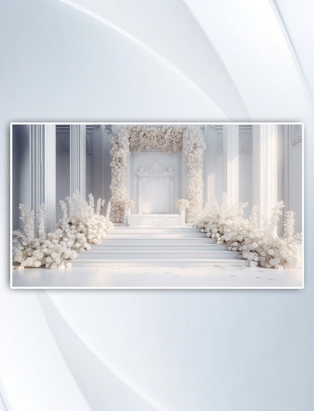 数字艺术白色婚礼舞台装饰