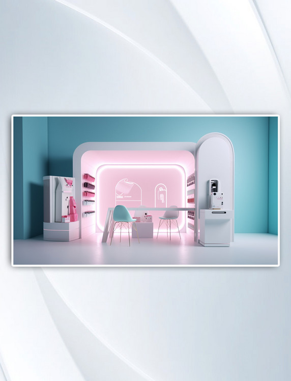数字艺术粉色商店3D立体