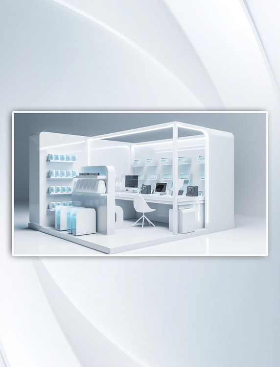 数字艺术白色商店3D立体