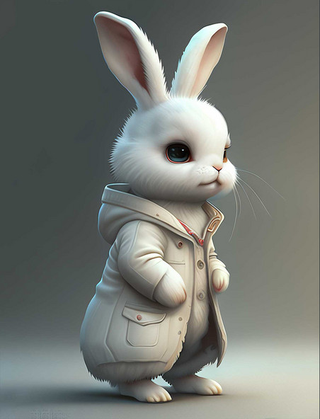 质感3D可爱小兔子立体设计
