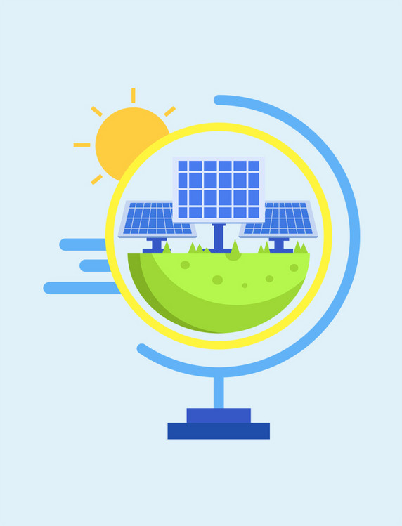 环保地球太阳能元素节能扁平光伏发电