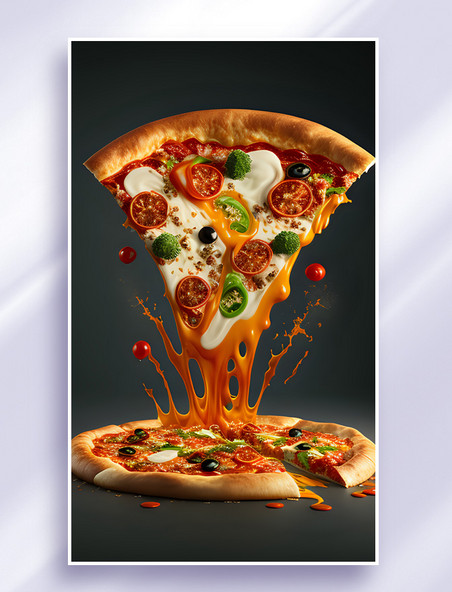 披萨美食美味飞溅立体食物背景