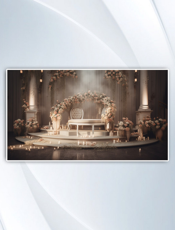 数字艺术婚礼花环舞台装饰