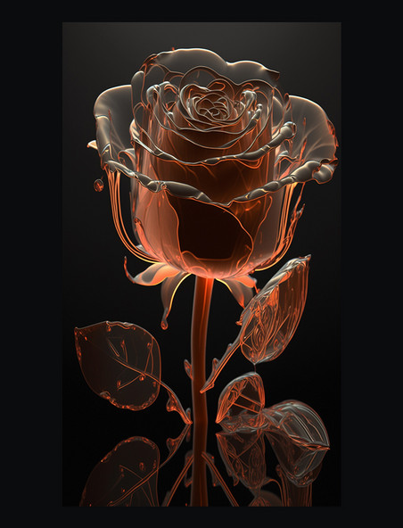 细丝高亮玫瑰花朵渲染效果图