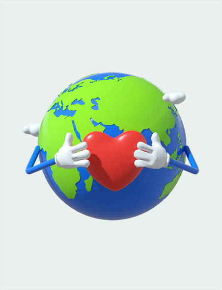 保护地球3D立体爱心C4D地球