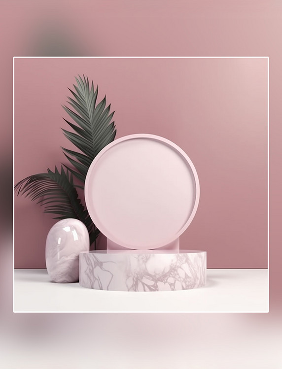 粉色创意3D展台展示产品图数字作品AI作品数字插画