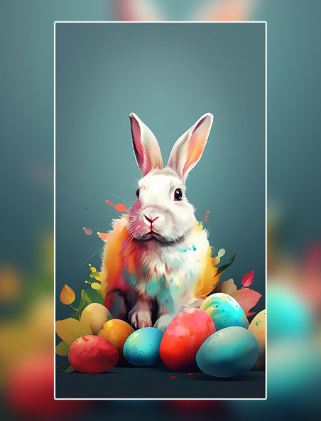 兔子彩蛋复活节数字作品AI作品AI绘画数字插画