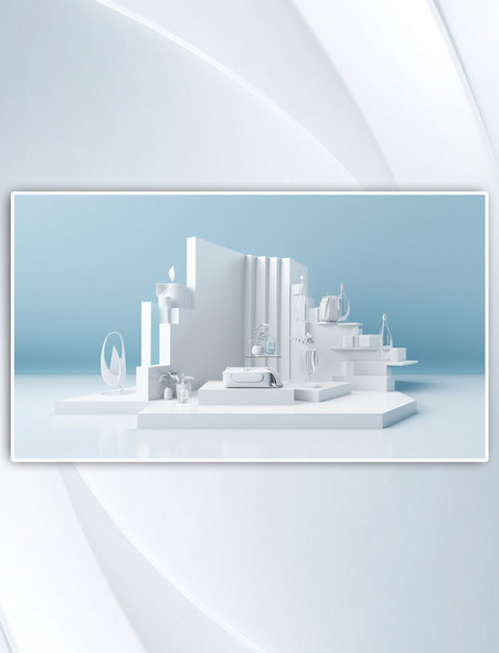 数字艺术白色3D立体展台