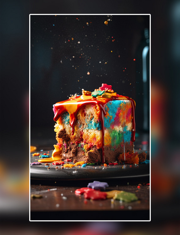 蛋糕 冰淇凌 食物 餐饮 蛋糕 甜点 蛋糕切块 美食广告摄影 美食摄影 数字作品 数字插画 AI AI作品