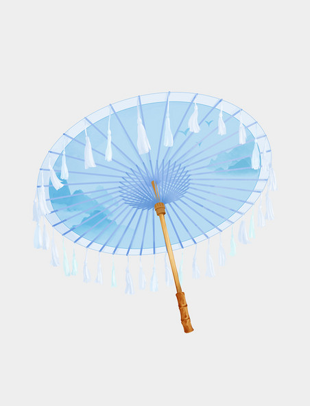古风纸伞蓝色油纸伞