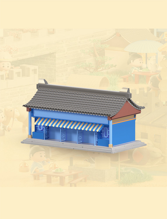 c4d立体卡通清明上河图场景模型