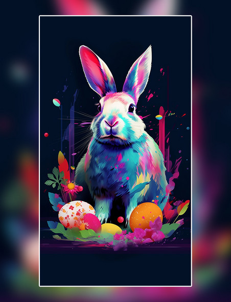 复活节兔子彩蛋数字作品AI作品AI绘画数字插画