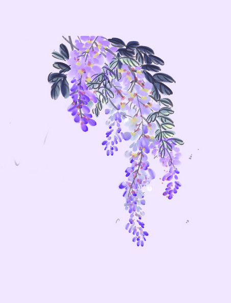 水彩紫色春天花朵