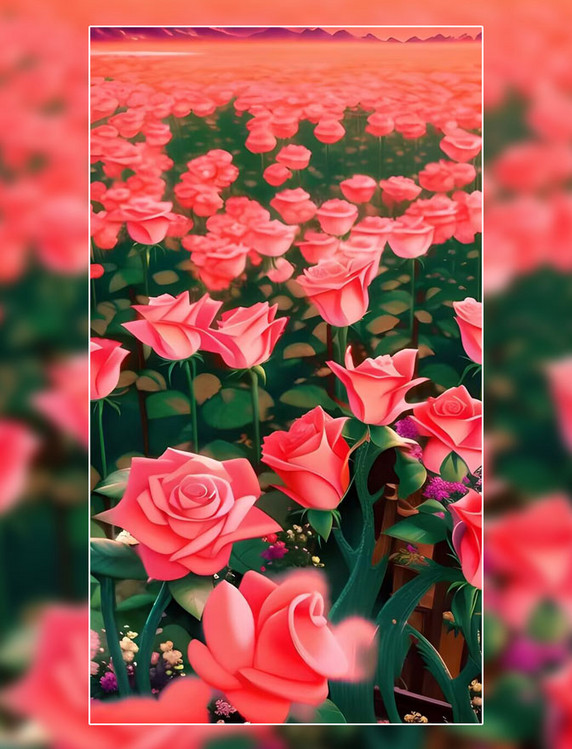 红色玫瑰花花朵花海春天