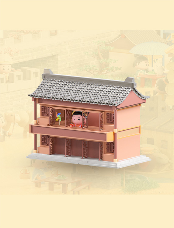 c4d立体卡通清明上河图场景模型