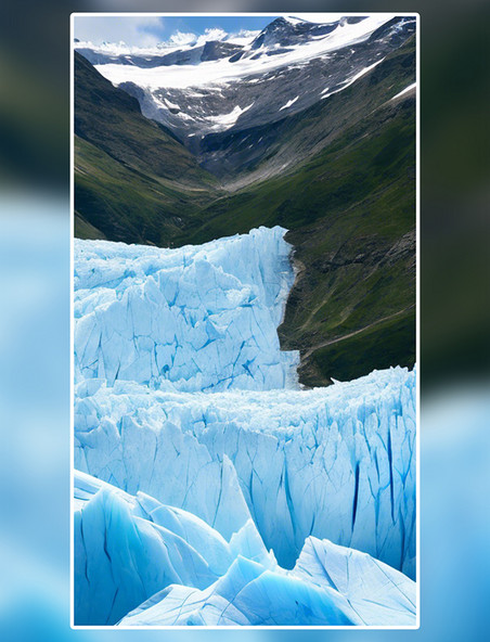 雪山下的巨大冰川数字艺术冬天雪景高山