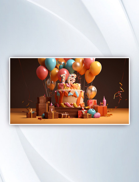 彩色3D立体生日蛋糕背景
