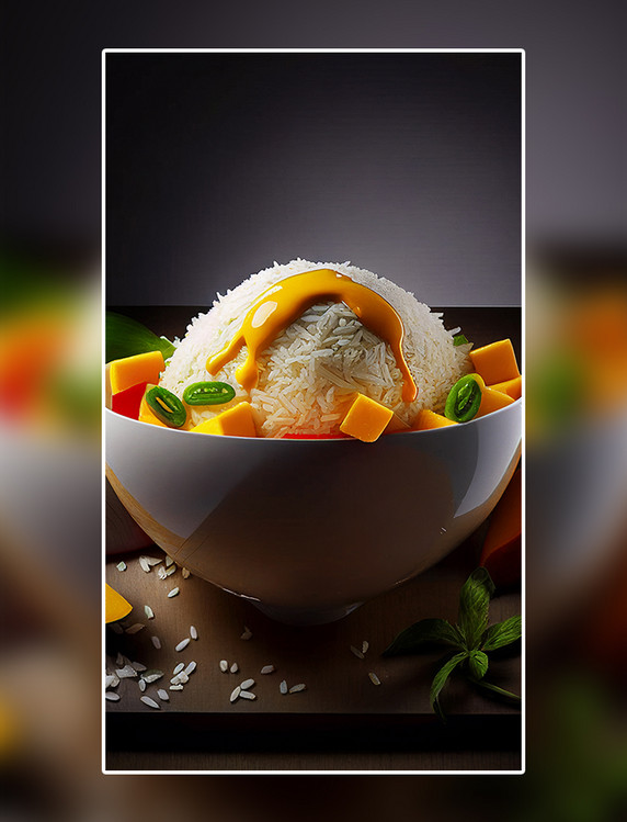 米饭水果沙拉米菜虾摄影美食餐饮美食广告摄影