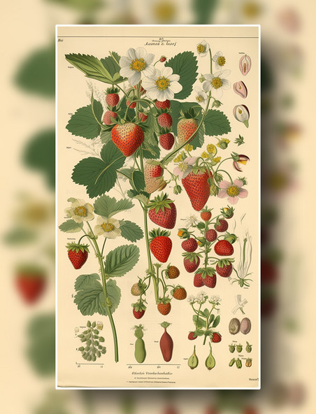 草莓植物学报告风插图概念插画数字作品