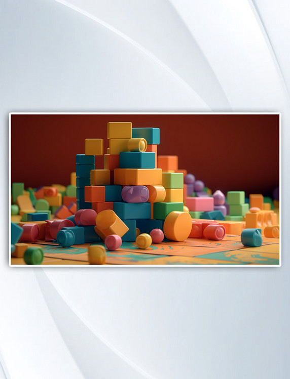 数字艺术3D立体儿童积木玩具