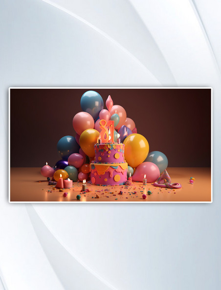 数字艺术彩色生日快乐蛋糕
