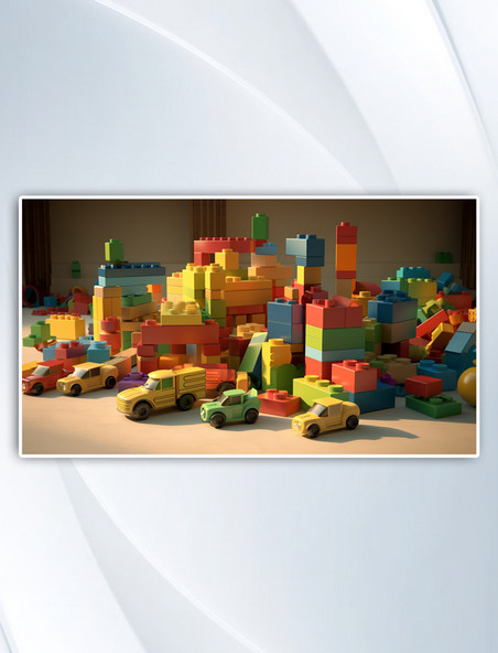 数字艺术3D立体儿童积木玩具小汽车