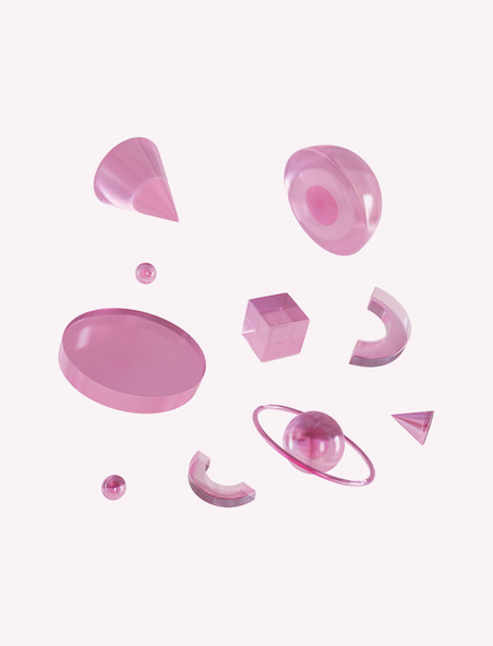 3D立体粉色抽象图形电商装饰