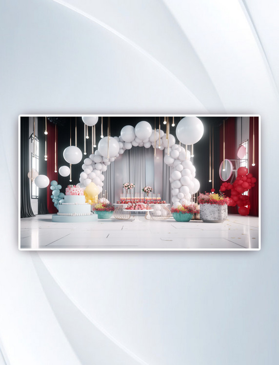 3D立体生日舞台背景