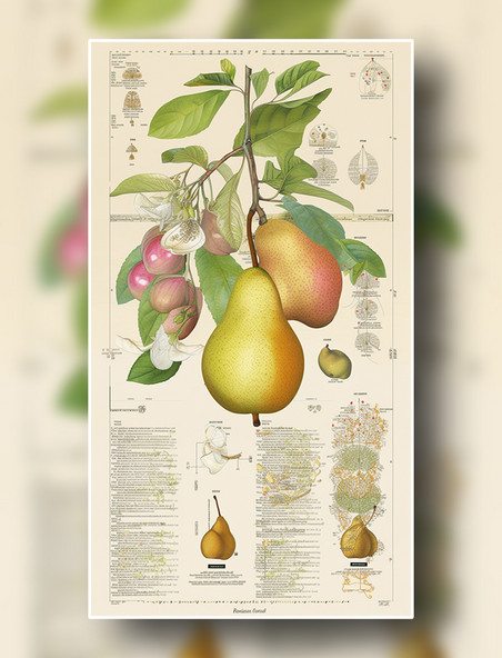 酥梨梨子水果植物学报告风详解插图数字作品插画