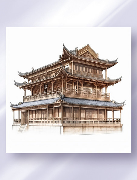 中国风中式建筑三维立体可视图纸效果图数字作品