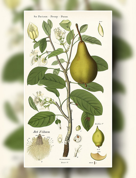 酥梨梨子植物学报告风详解插图数字作品插画