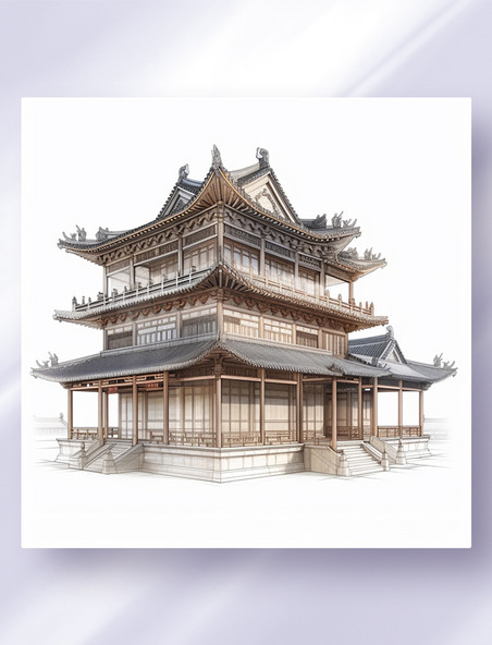 中国风中式建筑三维立体可视图纸效果图数字作品