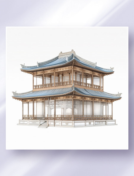 中国风中式仿古建筑三维立体可视图纸效果图数字作品