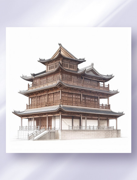 中国风中式古建筑三维立体可视图纸效果图数字作品