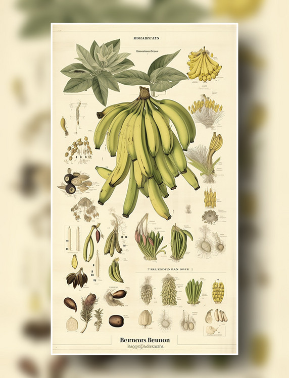 香蕉植物学分析报告风格插画数字作品