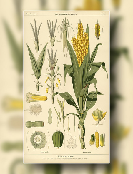 玉米植物学报告图解数字插画作品