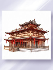 中国风现代中式仿古建筑三维立体可视图纸效果图数字作品