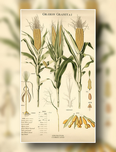 玉米植物学报告图解数字插画AI作品