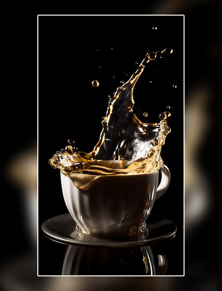 喷溅的咖啡创意特写餐饮美食饮料飞溅液体