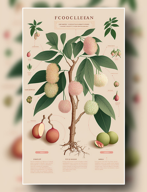 荔枝植物学报告风详解插图数字插画作品