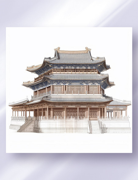  中国风中式建筑三维立体可视图纸效果图数字作品