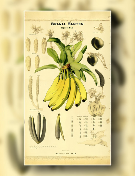 香蕉植物学报告风格插图数字插画