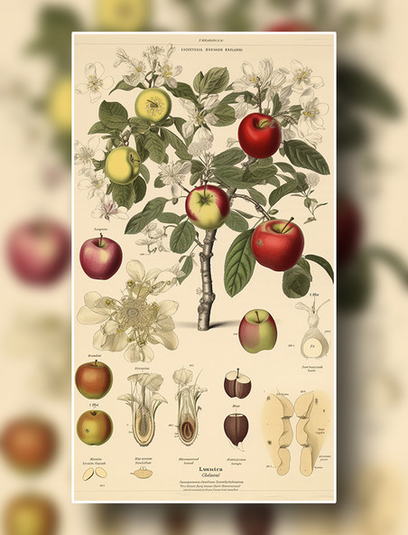 苹果植物学报告风详解插图数字作品插画 